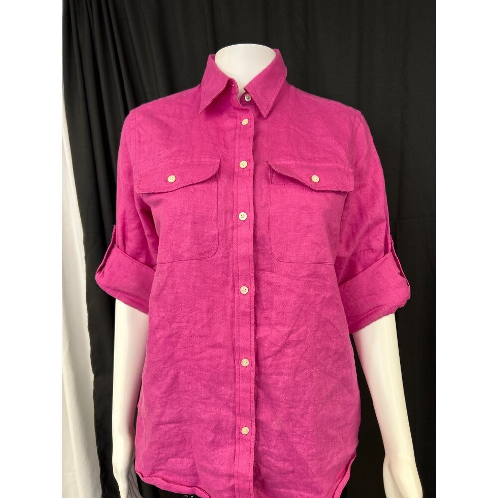 Lauren Ralph womens pink linen shirt size S SKU 6978